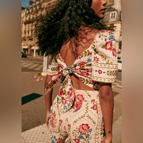 NWOT Sézane x FARM Rio Tiago Pants in Jardim Romântico - Size 10 (FR42) - Picture 5 of 5